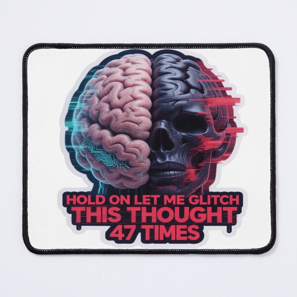 Item preview, Dark Mode Overthink Brain Sticker – Minimalist Red Typography Design designed and sold by ARTCREATESHOP.