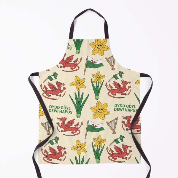 Item preview, Dydd Gŵyl Dewi Hapus – Smiling Welsh Dragons, Daffodils & Leeks Pattern designed and sold by Midnight Veil Designs.