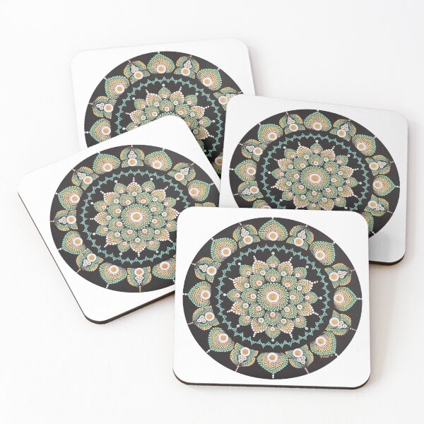 Item preview, Golden Bloom Mandala – Green and Gold Pointillism Art designed and sold by PitiHerreraStudio.