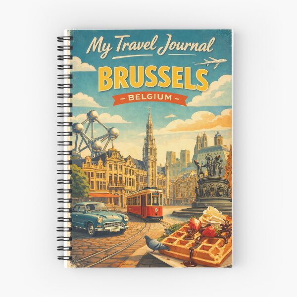 Item preview, My Travel Journal – Brussels | Retro City Notebook designed and sold by Earth Celebration Designs.