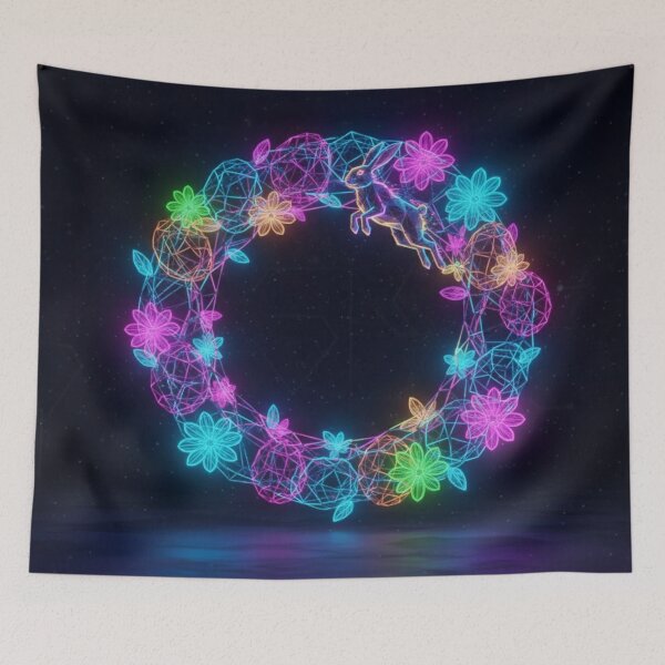 Item preview, Neon Easter Wreath - Cyberpunk Glow designed and sold by DPSz.