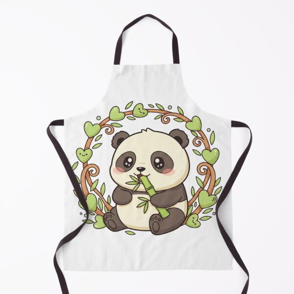 Item preview, Cute Kawaii Panda Eating Bamboo with Heart Leaves designed and sold by SakuraVibes.
