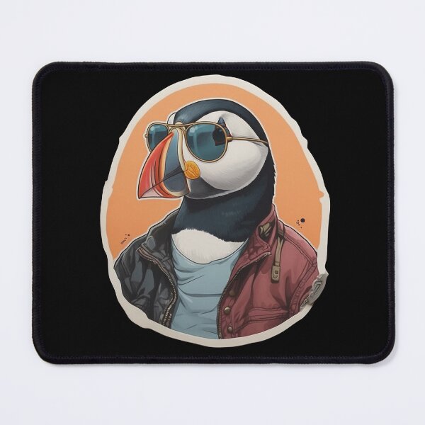 Item preview, Retro Puffin Aviator Scottish Coastal Wildlife Graphic Art designed and sold by Loom on the Loch.