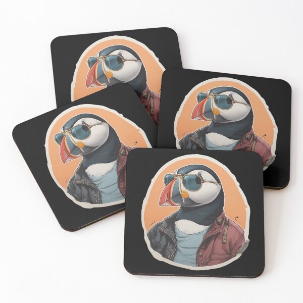 Item preview, Retro Puffin Aviator Scottish Coastal Wildlife Graphic Art designed and sold by Loom on the Loch.
