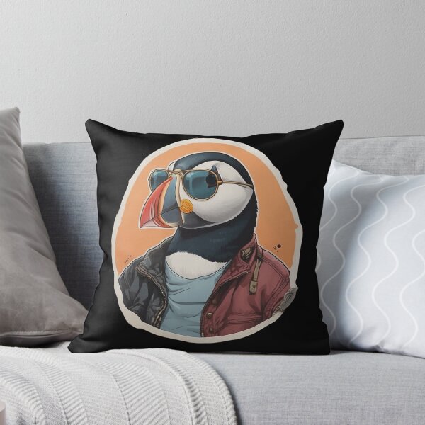 Item preview, Retro Puffin Aviator Scottish Coastal Wildlife Graphic Art designed and sold by Loom on the Loch.