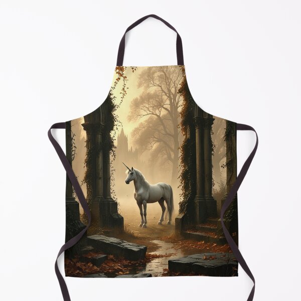 Item preview, Unicorn in Ivy-Covered Ruins – Dark Academia Fantasy Art designed and sold by semenol.