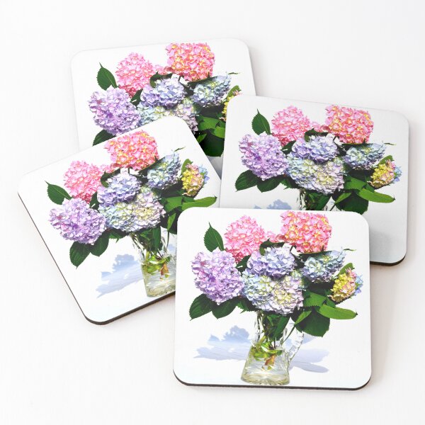Item preview, Pink, purple, and blue Hydrangeas in Crystal vase designed and sold by hollycooper.