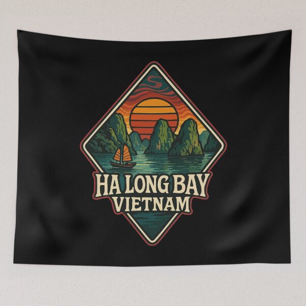 Item preview, Ha Long Bay Vietnam Retro Vintage designed and sold by TomFrontierArt.