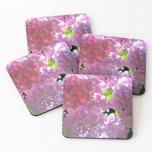 Item preview, Radiant elegant classic Pink Hydrangeas | pink floral garden | romantic black light floral designed and sold by hollycooper.