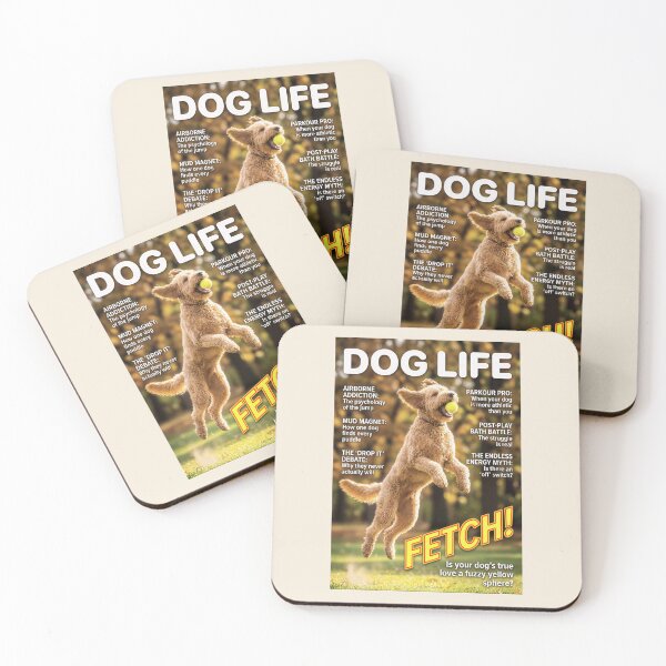 Item preview, Labradoodle Fetch: Funny Dog Life Magazine Cover Art designed and sold by FrancophileFun.