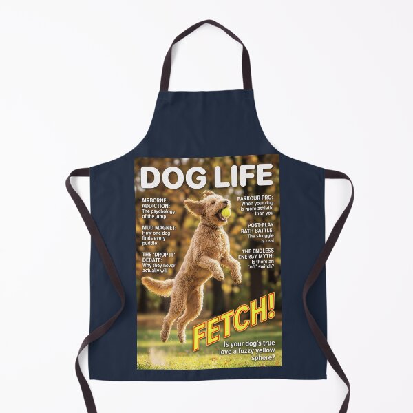Item preview, Labradoodle Fetch: Funny Dog Life Magazine Cover Art designed and sold by FrancophileFun.
