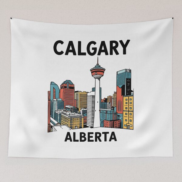 Item preview, Calgary Alberta Canada Doodle Art Tourism Poster designed and sold by Stripe Wall Studio.