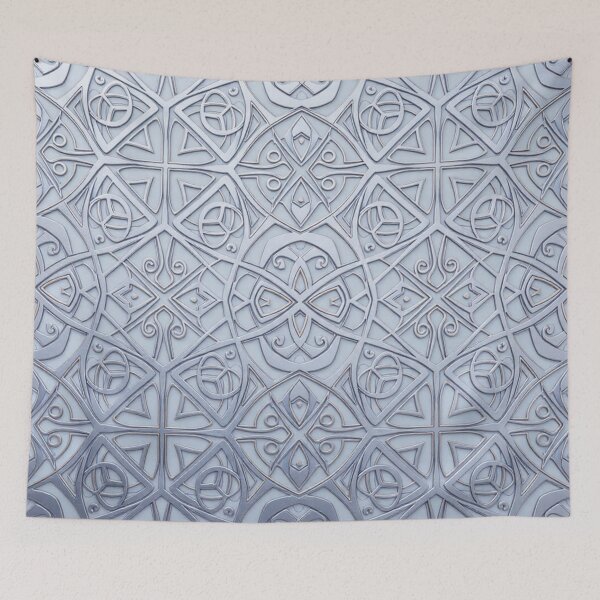 Item preview, Luxury 3D Deep Carved Silver Mandala Pattern - Elegant Intricate Geometric Relief designed and sold by Williams Anderson.