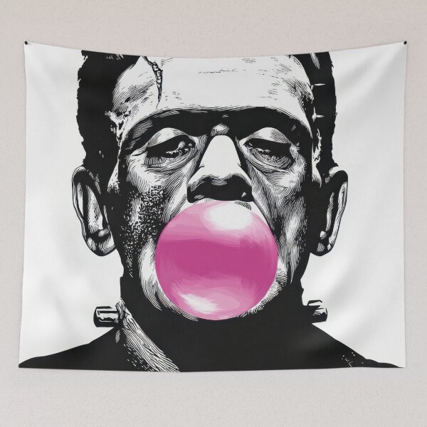 Item preview, Frankenstein blows a pink bubble designed and sold by anytka.