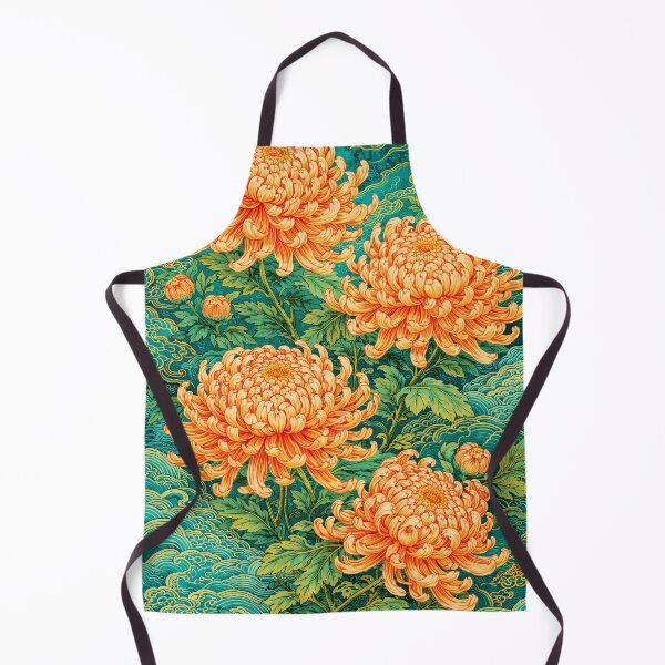 Item preview, Salmon Toned Chrysanthemum Flowers On Marine Turquoise designed and sold by scicilysimonee.