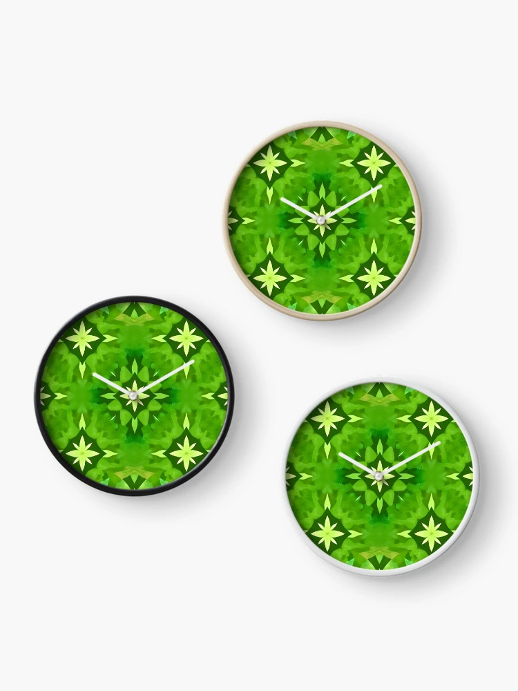 Thumbnail 3 of 4, Clock, Green Abstract Pattern designed and sold by GraphicsClub.