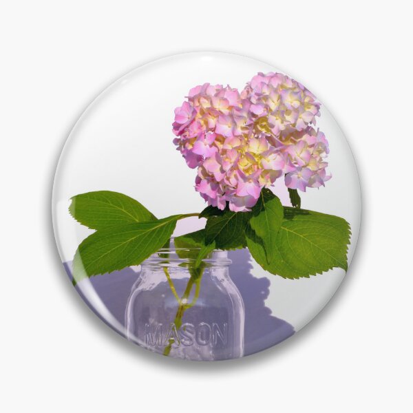 Item preview, Pretty pink and yellow Hydrangea in mason jar designed and sold by hollycooper.
