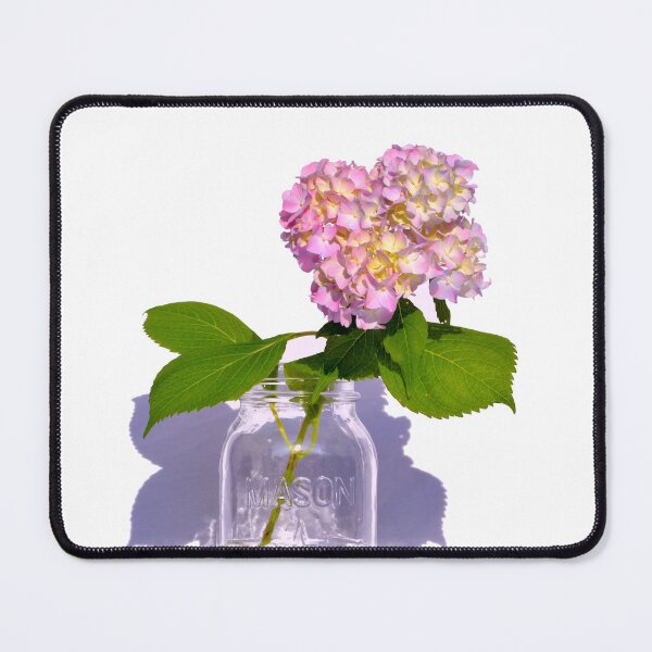 Item preview, Pretty pink and yellow Hydrangea in mason jar designed and sold by hollycooper.