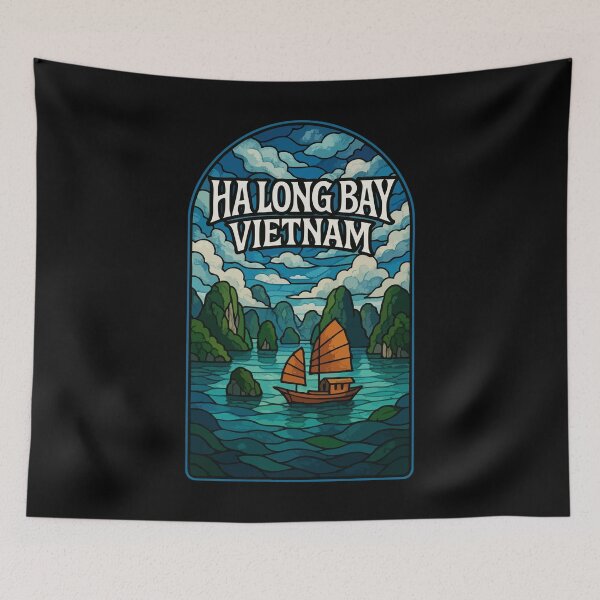 Item preview, Ha Long Bay Vietnam Stained Glass Travel designed and sold by TomFrontierArt.