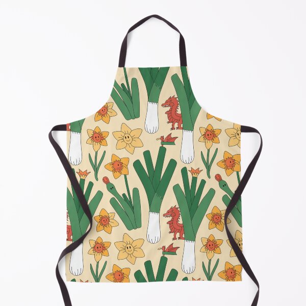 Item preview, St David's Day Welsh Pattern – Smiling Leeks, Red Dragons & Happy Daffodils designed and sold by Midnight Veil Designs.