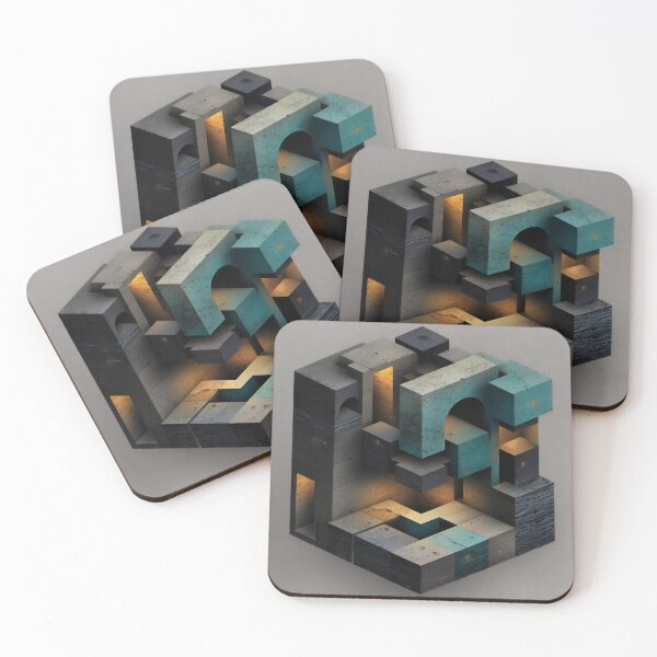 Item preview, Turquoise Architectural Geometric Composition designed and sold by LuminousFoundry.