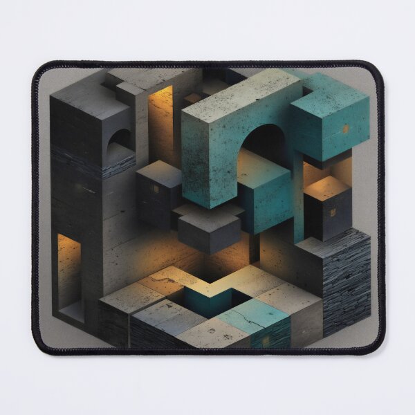 Item preview, Turquoise Architectural Geometric Composition designed and sold by LuminousFoundry.