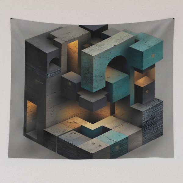 Item preview, Turquoise Architectural Geometric Composition designed and sold by LuminousFoundry.