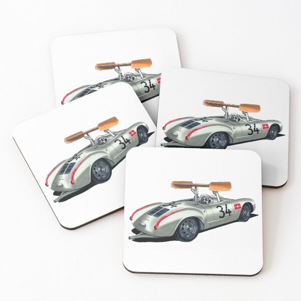 Item preview, Adorable drawing classic retro racing car gray 550 Spyder with hyge wing and air cooled engine designed and sold by Cars23.