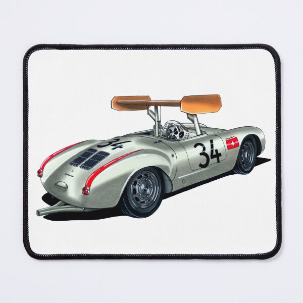 Item preview, Adorable drawing classic retro racing car gray 550 Spyder with hyge wing and air cooled engine designed and sold by Cars23.