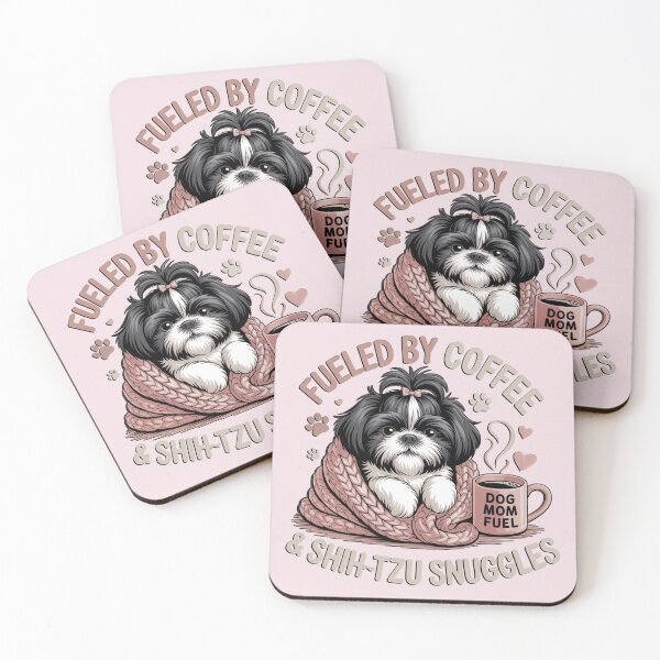 Item preview, Shihtzu Black & White Dog Mom Fueled by Coffee and Shihtzu Snuggles designed and sold by tamdevo1.