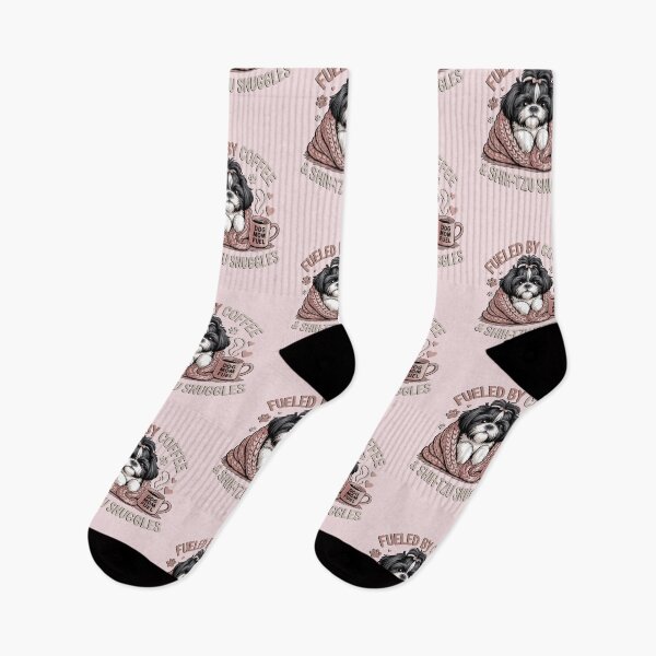 Item preview, Shihtzu Black & White Dog Mom Fueled by Coffee and Shihtzu Snuggles designed and sold by tamdevo1.