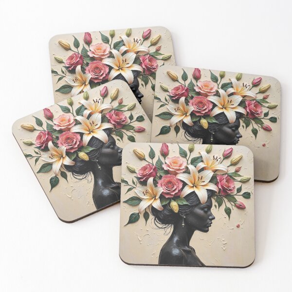 Item preview, Midnight Bloom - Ebony Portrait with Lily Crown designed and sold by The Design Asset Station.