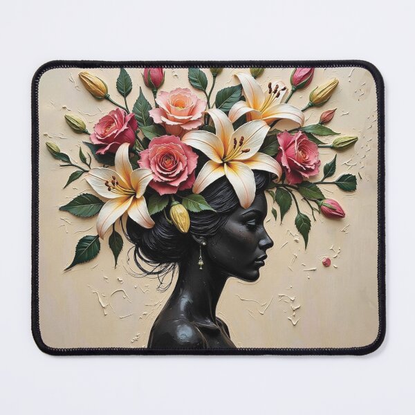 Item preview, Midnight Bloom - Ebony Portrait with Lily Crown designed and sold by The Design Asset Station.