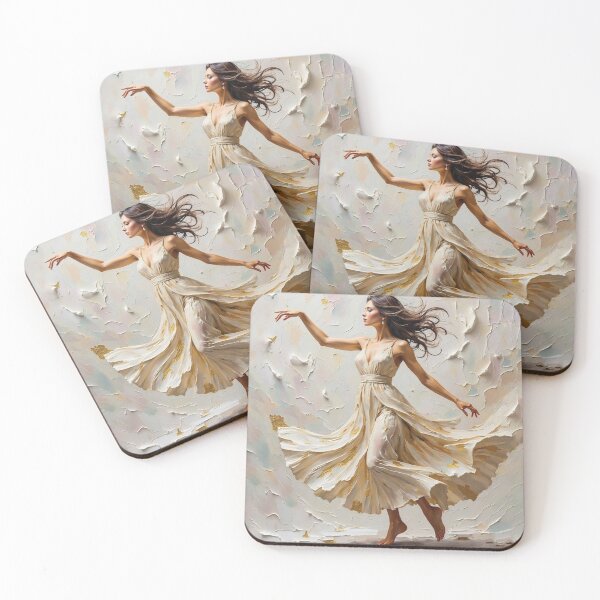 Item preview, Ethereal Motion - Dancer in Flowing Cream Dress designed and sold by The Design Asset Station.