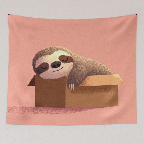 Item preview, Sloth in a box on pink bg designed and sold by anytka.