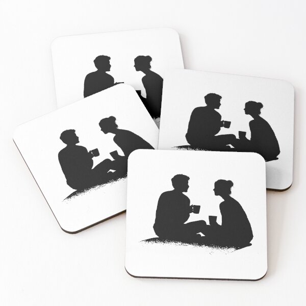 Item preview, Couple Talking Silhouette – Minimal Black & White Art  designed and sold by WayOutWorks.