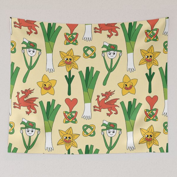 Item preview, Whimsical Welsh Pattern - Daffodils, Leeks, Dragons & Celtic Knots designed and sold by Midnight Veil Designs.