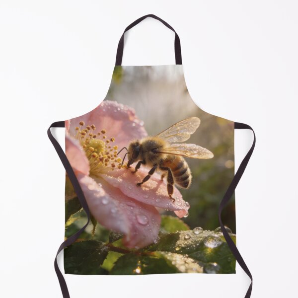 Item preview, Soft morning light captures a bee as it lands on a delicate blossom. designed and sold by ater-aquilifer.