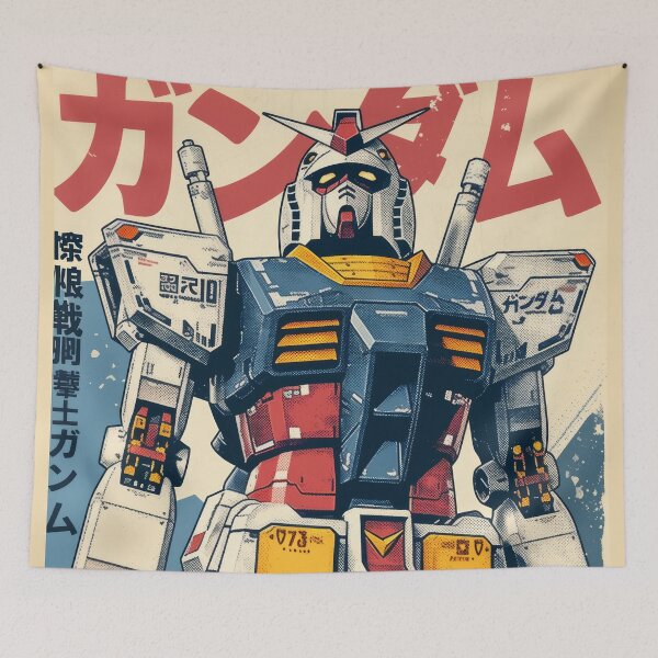 Item preview, RX-780-2 Gundam Retro Poster designed and sold by AnimeArsenalPrints.