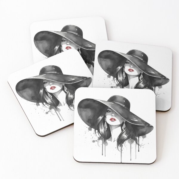 Item preview, Chic Hat Fashion Illustration - Elegant Woman in Red Hat Art designed and sold by Ditstyle.