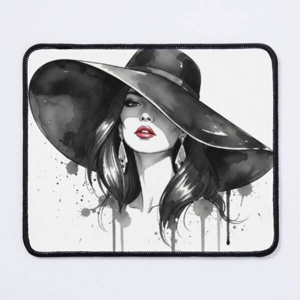 Item preview, Chic Hat Fashion Illustration - Elegant Woman in Red Hat Art designed and sold by Ditstyle.