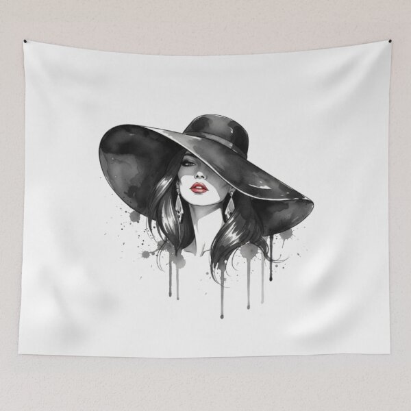 Item preview, Chic Hat Fashion Illustration - Elegant Woman in Red Hat Art designed and sold by Ditstyle.