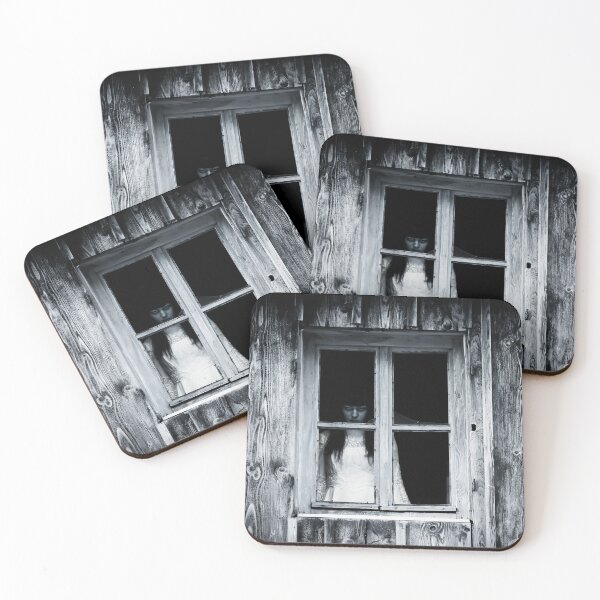 Item preview, A haunting female figure in a white dress stands alone behind an old decaying window designed and sold by grande76.