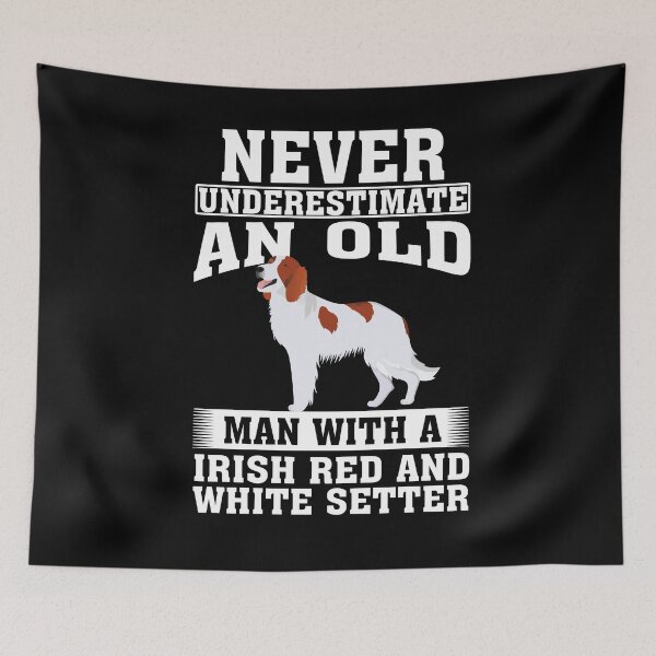 Item preview, Never Underestimate an Old Man with Irish Red and White Setter designed and sold by CosmoKitsch.