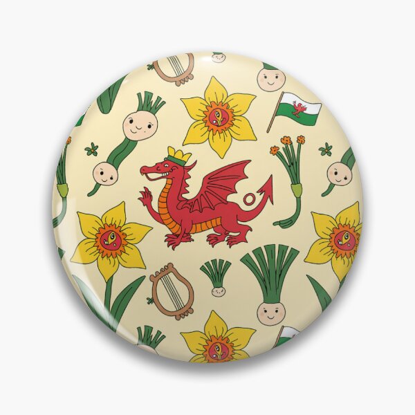 Item preview, Cute Welsh Pattern | Daffodils, Leeks, Dragons, Harps & Flags designed and sold by Midnight Veil Designs.