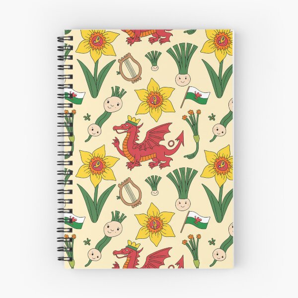 Item preview, Cute Welsh Pattern | Daffodils, Leeks, Dragons, Harps & Flags designed and sold by Midnight Veil Designs.