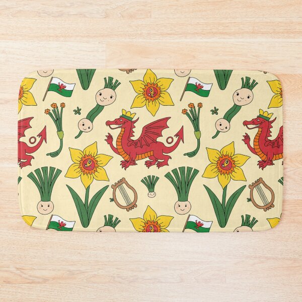 Item preview, Cute Welsh Pattern | Daffodils, Leeks, Dragons, Harps & Flags designed and sold by Midnight Veil Designs.
