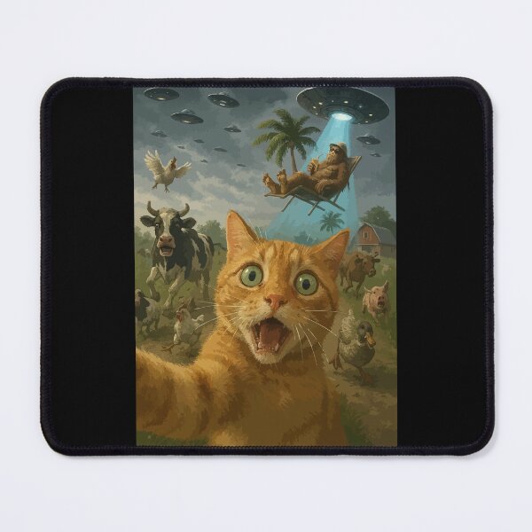Item preview, Cat Selfie UFO Bigfoot Sasquatch Farm designed and sold by TomFrontierArt.