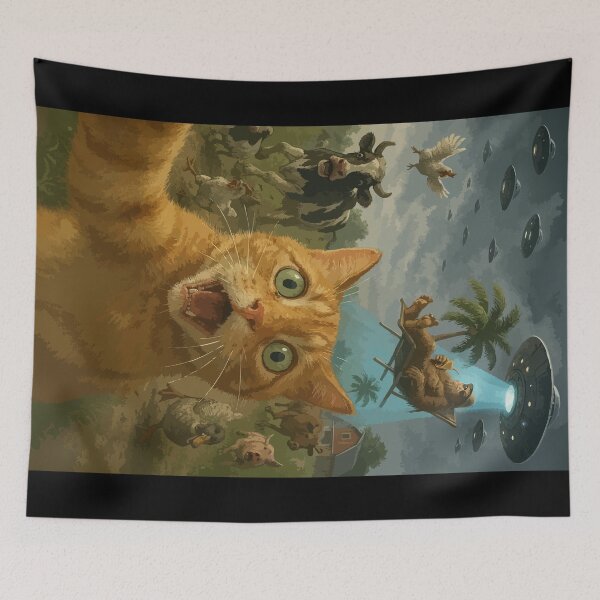 Item preview, Cat Selfie UFO Bigfoot Sasquatch Farm designed and sold by TomFrontierArt.