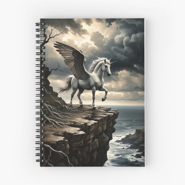 Item preview, Pegasus Over Storm-Washed Cliffs – Gothic Dark Academia Art designed and sold by semenol.